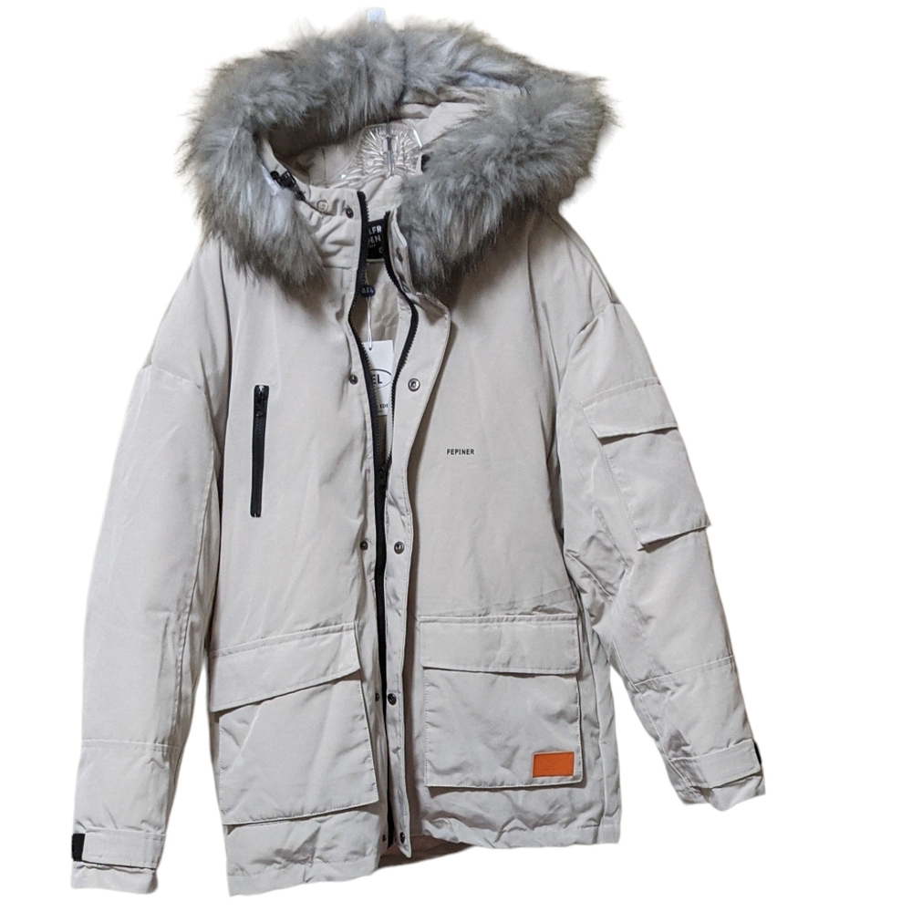 Aelfric Eden solid color plush hooded winter coat parka multi pockets un…